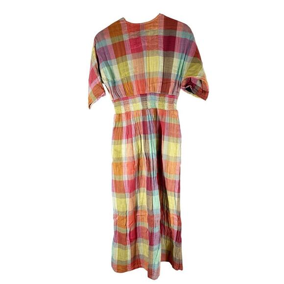 ace & jig Dani V Neck Cotton Plaid Midi Dress Size Small Wish - Picture 2 of 13